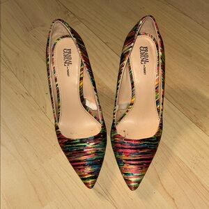 Limited Edition Prabal Gurung for Target Multi Color Print Pointed Toe Heels